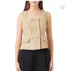 Endless Rose Gold Tweed Double Button Top